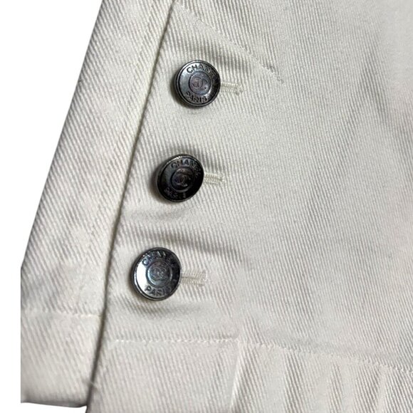 CHANEL Vintage 90s Luxury Designer White Denim Straight Leg Jeans Womens 4 Small - Picture 7 of 8